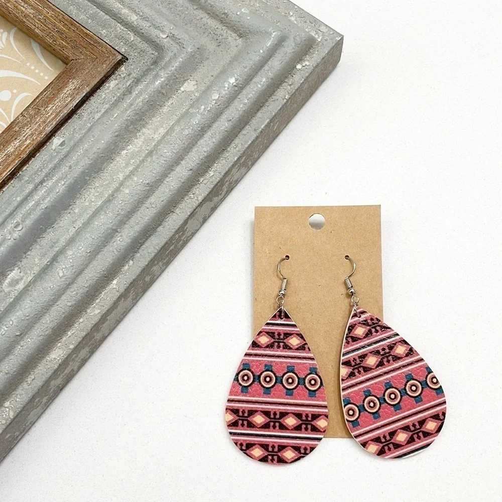 Geometric print teardrop hand made earrings